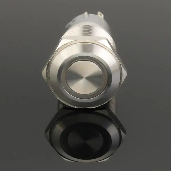 12V 16mm Latching Angel Eye LED Push Button Switch Flat Head Metal Illuminated - Image 4