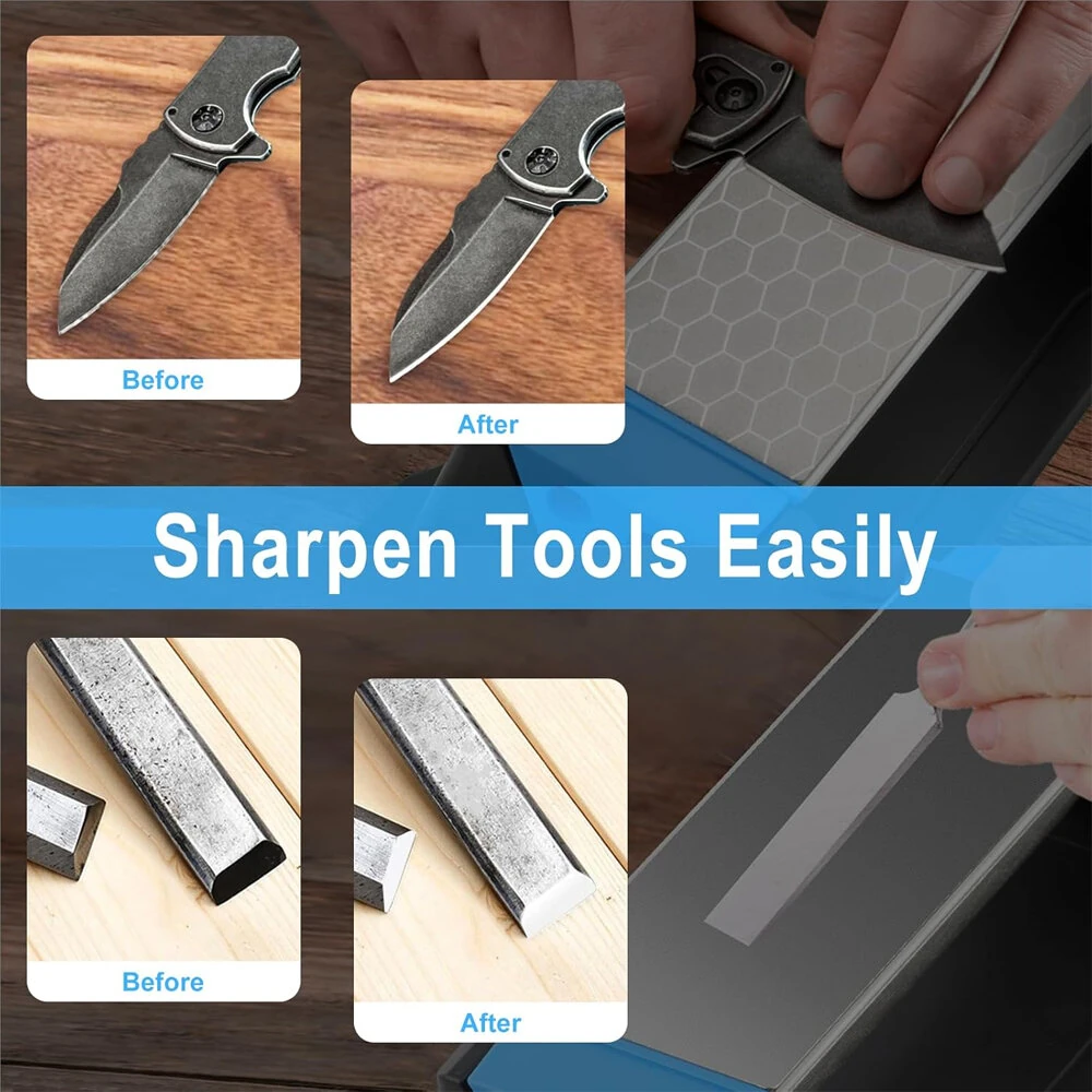 DMD 3-Side Diamond Sharpening Stone | 400/1000/6000 Grit Whetstone with Non-Slip Base - Image 5