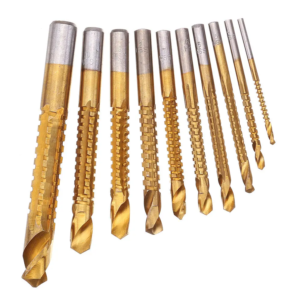 Drillpro 10pcs HSS Titanium Drill Bit Set | 3-13mm for Wood & Metal - Image 2