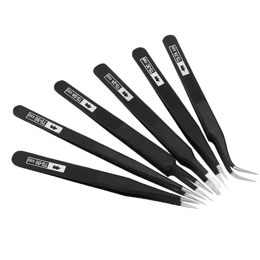 ESD Anti-Static Stainless Steel Tweezers | Curved & Straight Precision Tools - Image 2