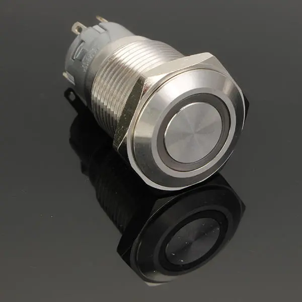 12V 16mm Latching Angel Eye LED Push Button Switch Flat Head Metal Illuminated - Image 5