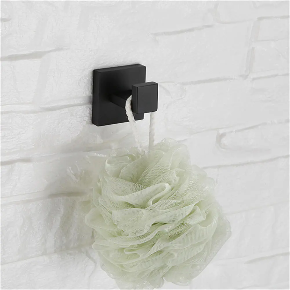 Matte Black Stainless Steel Cup Hook - Adhesive Wall Rack for Bathroom & Home - Image 4