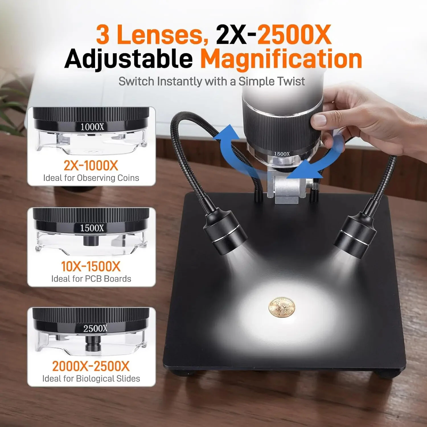 GOCHIFIX 10.1 2K Digital Microscope | 2X-2500X Magnification for Soldering & Coin Inspection - Image 4