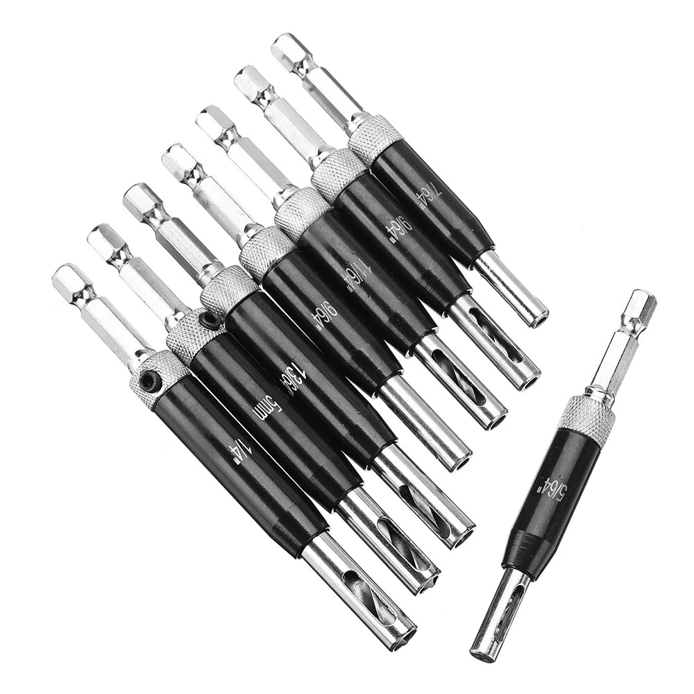 Drillpro Self Centering Door Hinge Drill Bit - 8pcs & 16pcs Set | Woodworking Tool - Image 4
