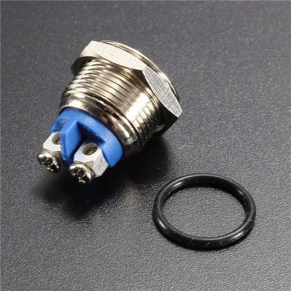 3A 250VAC Waterproof Push Button Switch - 16mm Metal Horn Button | Nickel Brass - Image 2