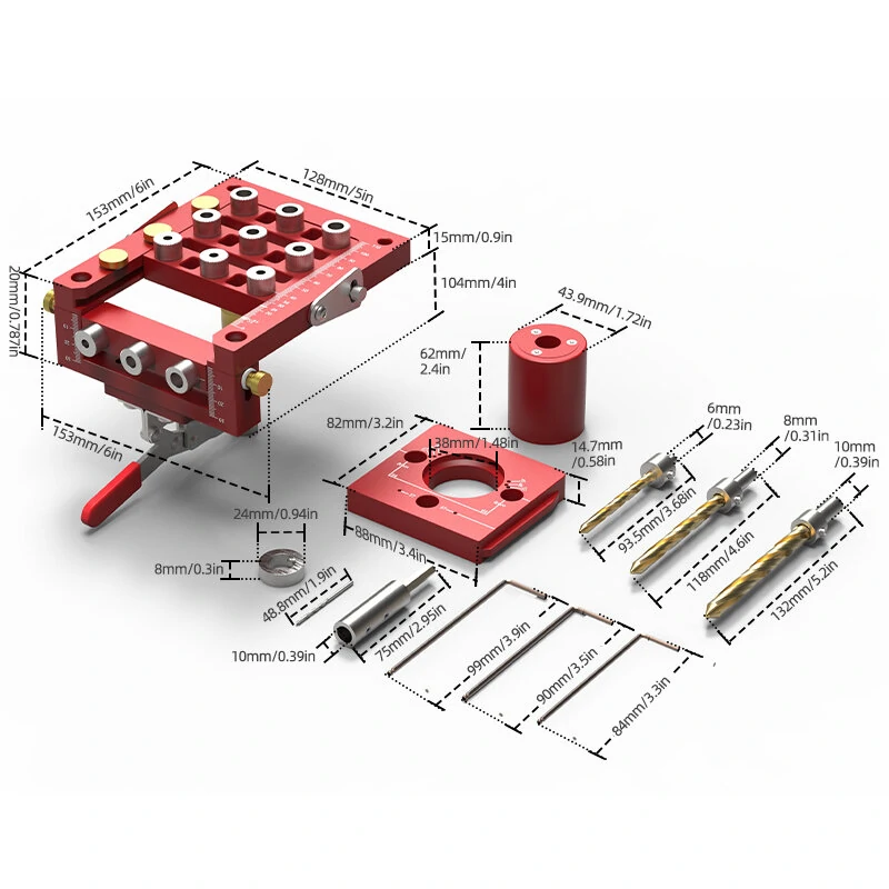 ENJOYWOOD 3-in-1 Hinge Punch Kit with Clamp & Drill Bits | Portable Woodworking Jig - Image 5
