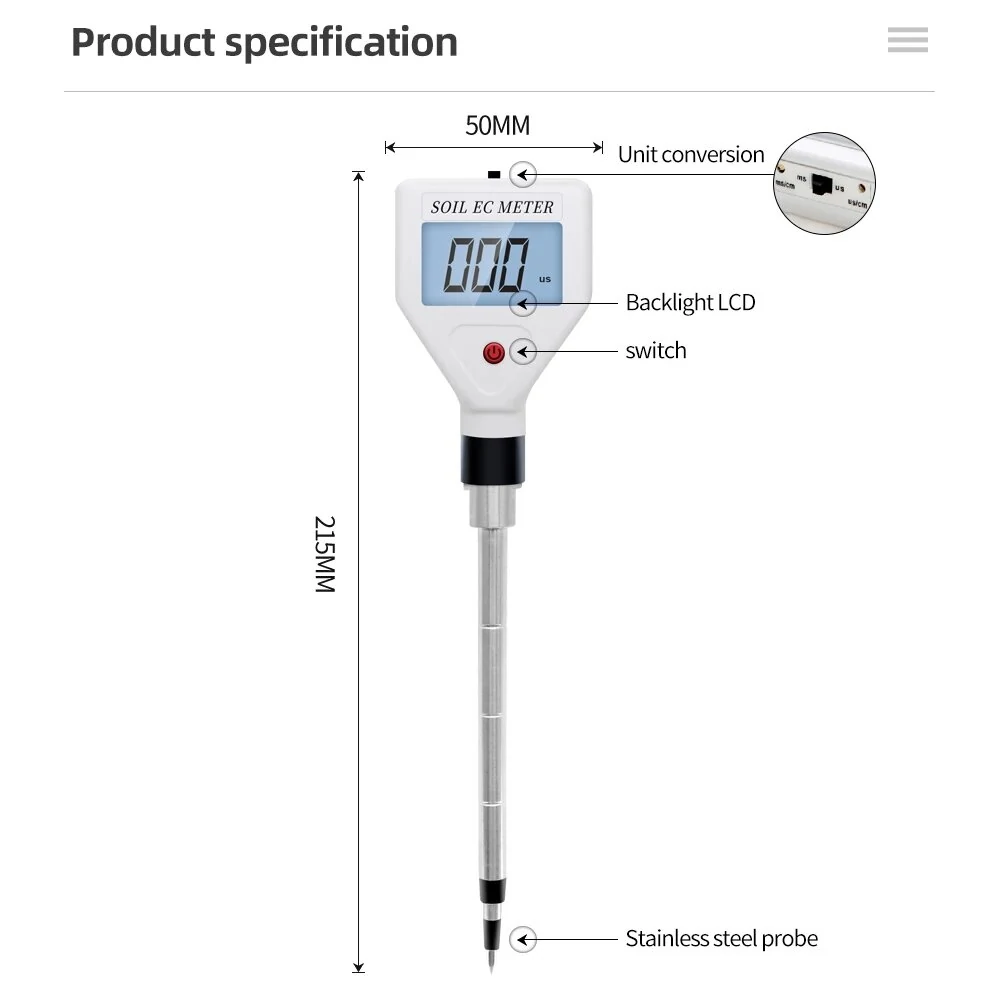 Portable EC Soil Meter - 0-1999 us/cm Tester for Indoor Plants & Flowers - Image 4