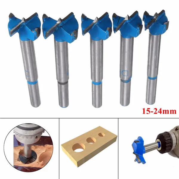 Carbide Auger Drill Bit - 15-24mm Wood Hinge Boring Hole Saw Cutter - Image 2