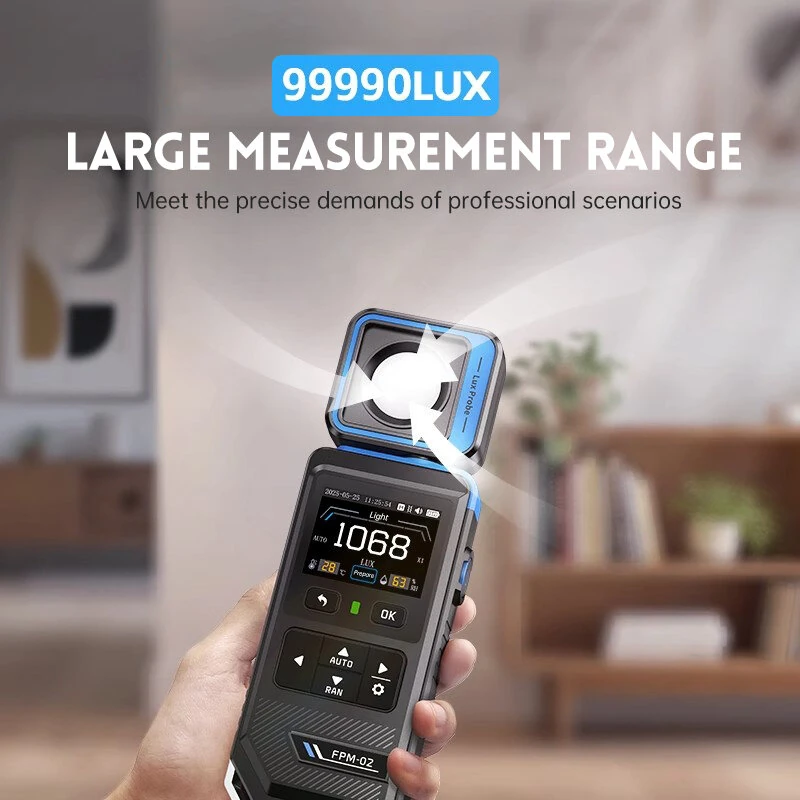 FNIRSI FPM-02 Lux Meter | 99990 LUX Range, Rotatable Probe & TFT Screen - Image 4