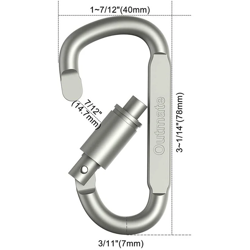 6PCS EDC Gadgets | 8cm Aluminum Alloy D-Carabiner with Lock | Backpack Hanging Buckle - Image 4