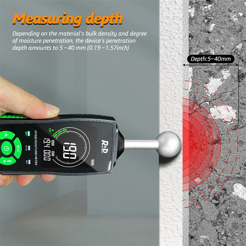 R&D MT68 Digital Wood Moisture Meter | Pinless Non-Contact Damp Detector - Image 4