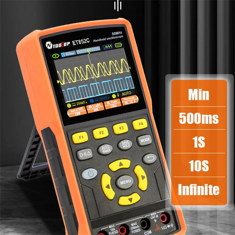ET852C 2*50MHz Oscilloscope - 3-in-1 Multimeter & Signal Generator | 200MSa/s - Image 2