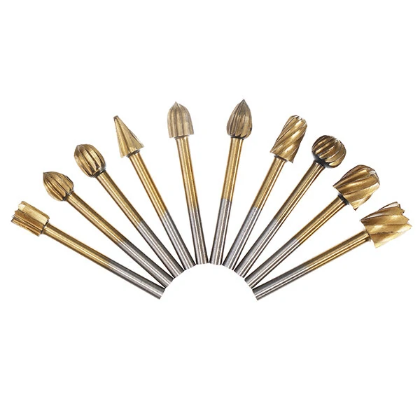 Drillpro 20Pcs Titanium Coated HSS Rotary File Bits | Wood Carving Milling Set - Image 3