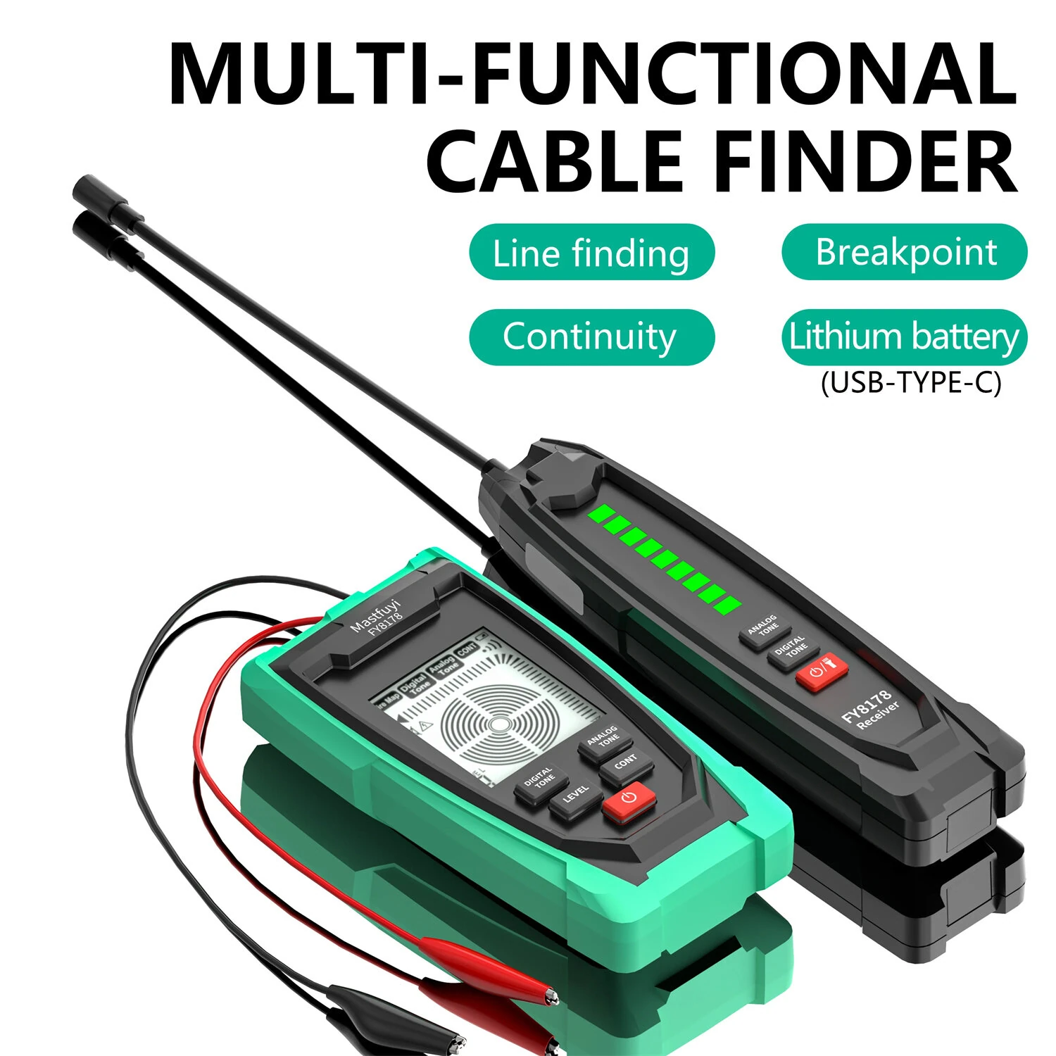 FUYI FY8178 Professional Wire Tracker | 1000m Range & USB-C Charging | Digital/Analogue Line Tester - Image 3