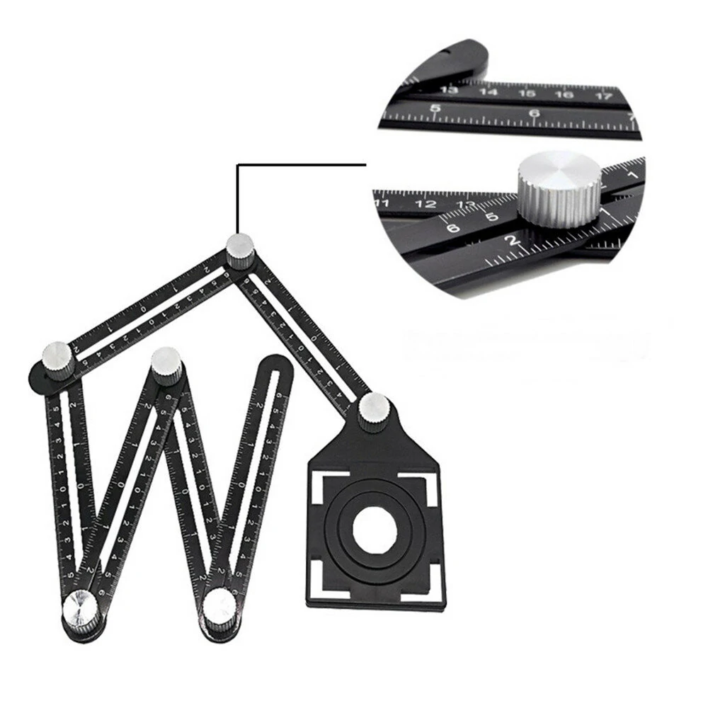 Adjustable Ceramic Tile Hole Locator - 6 Folding Angle Ruler Drill Guide Tool - Image 3