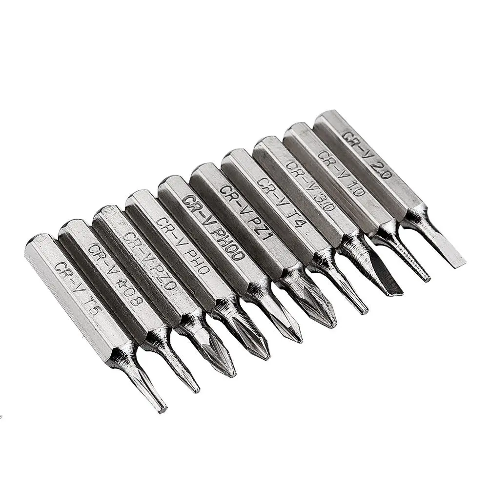 Drillpro 10pcs 4mm CR-V Screwdriver Bit Set | Phillips Slotted Torx | Phone Repair Tool - Image 3