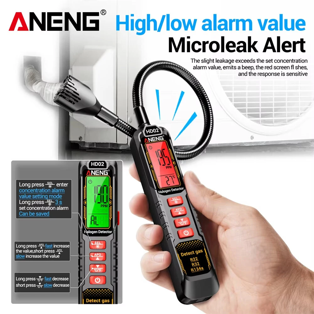 ANENG HD02 Halogen Leak Tester | R22 R32 R134a | USB Rechargeable & Adjustable Sensitivity - Image 3