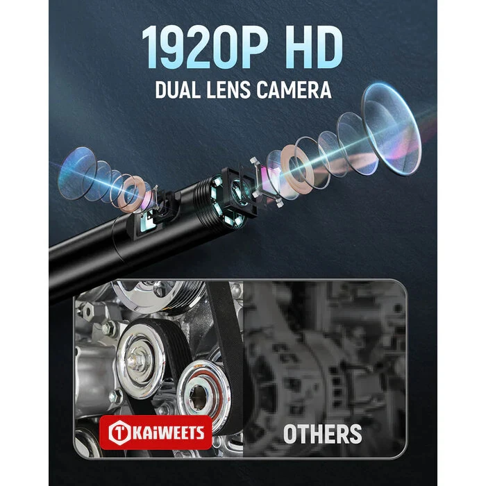 KAIWEETS KBM01 Endoscope Camera - 1920P HD, Dual Lens, 16.5ft Waterproof IP67, LED Lights - Image 5