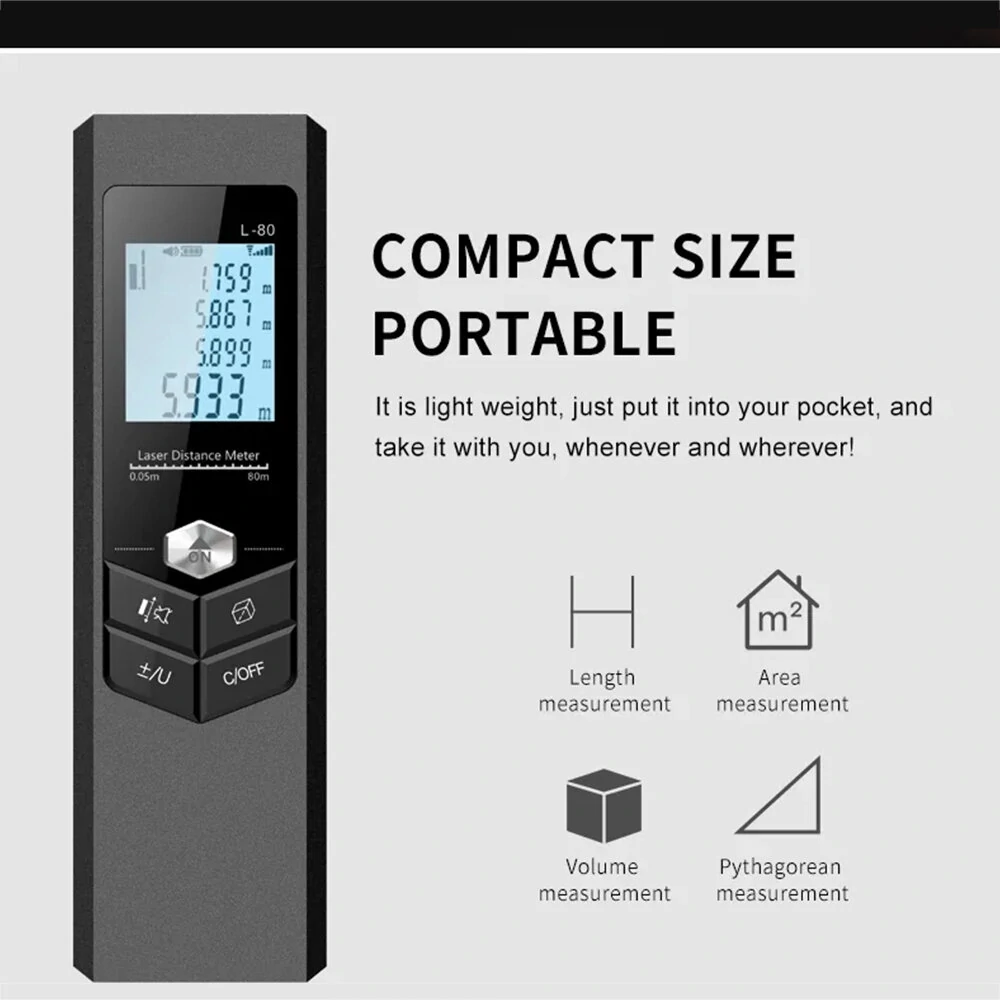 Mileseey 120M Laser Rangefinder | USB Rechargeable & High Accuracy | Portable Distance Meter for Construction & Home Use - Image 5
