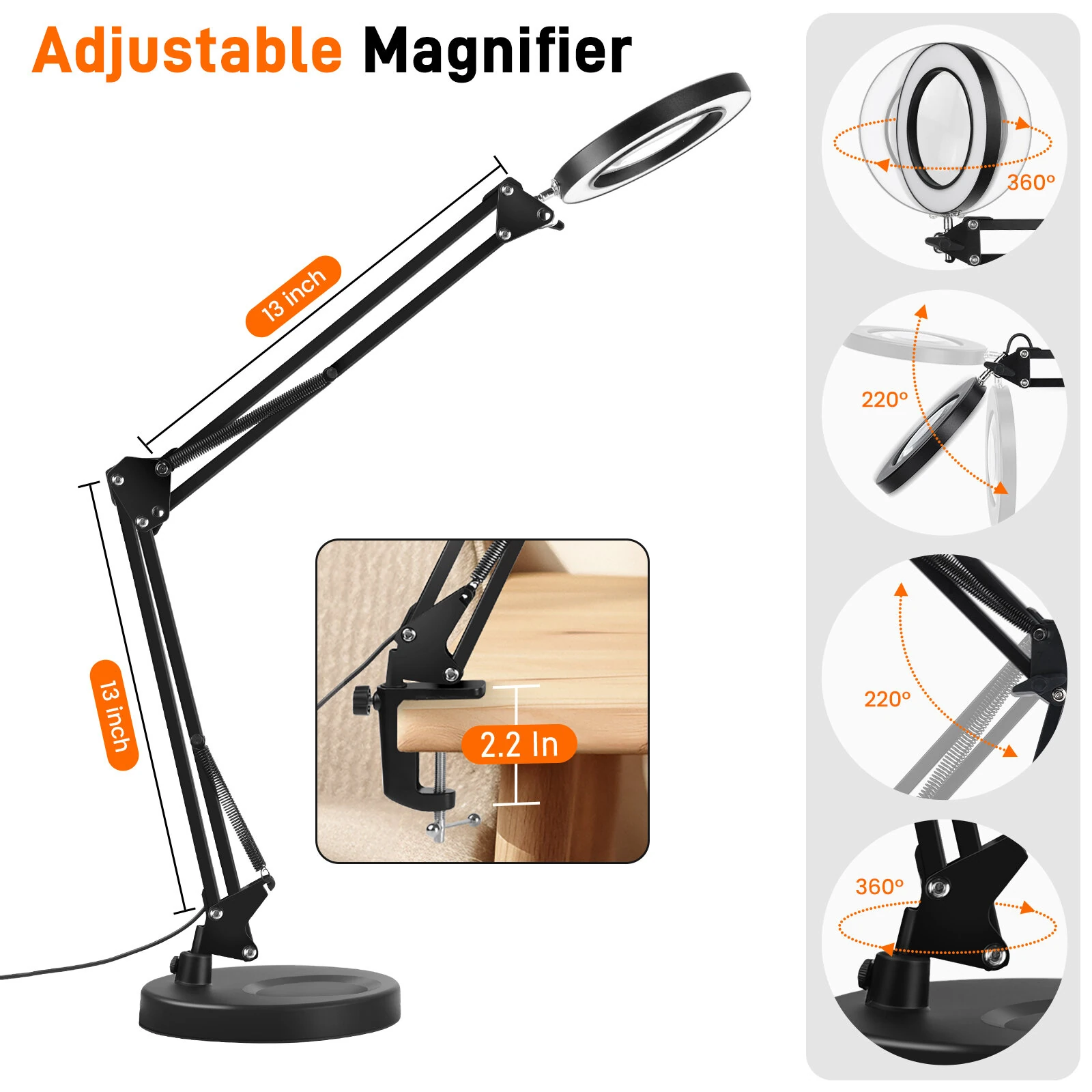 GOCHIFIX 2in1 10X Magnifying Glass with Light LED Lamp - 3 Color Modes, 10 Brightness Levels - Image 4