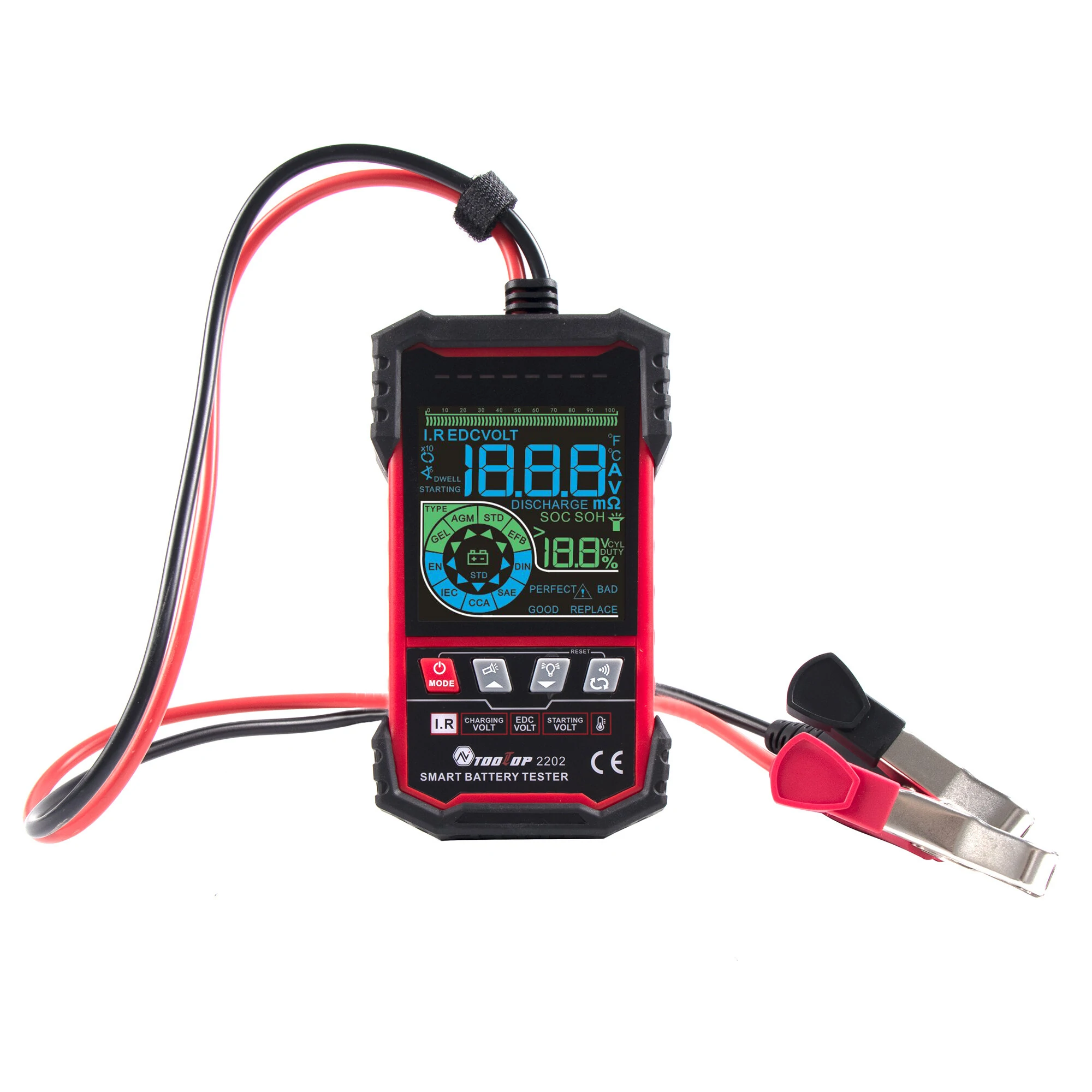 TOOLTOP Intelligent Battery Tester - 12V/24V Auto Select | 3.2 Inch Color Screen - Image 5