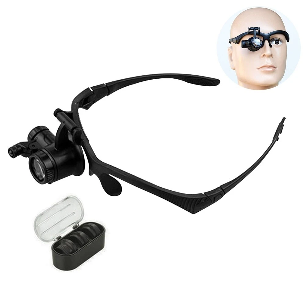 LED Headband Magnifier with Light - 5 Interchangeable Lenses for Jewelry Repair & Hobby Work - Image 2