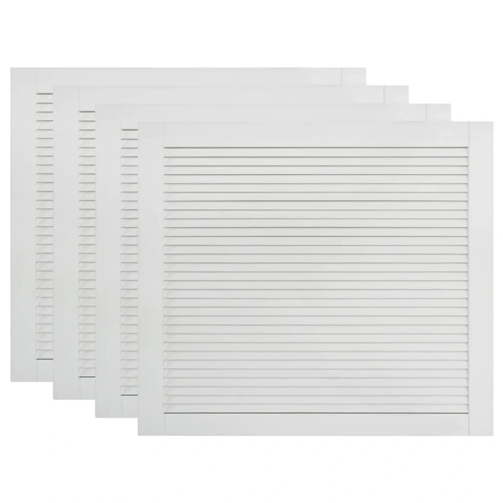 Louver Doors 4-Pack | 39.5x49.4 cm Solid Pine | White Tool Cabinet - Image 2