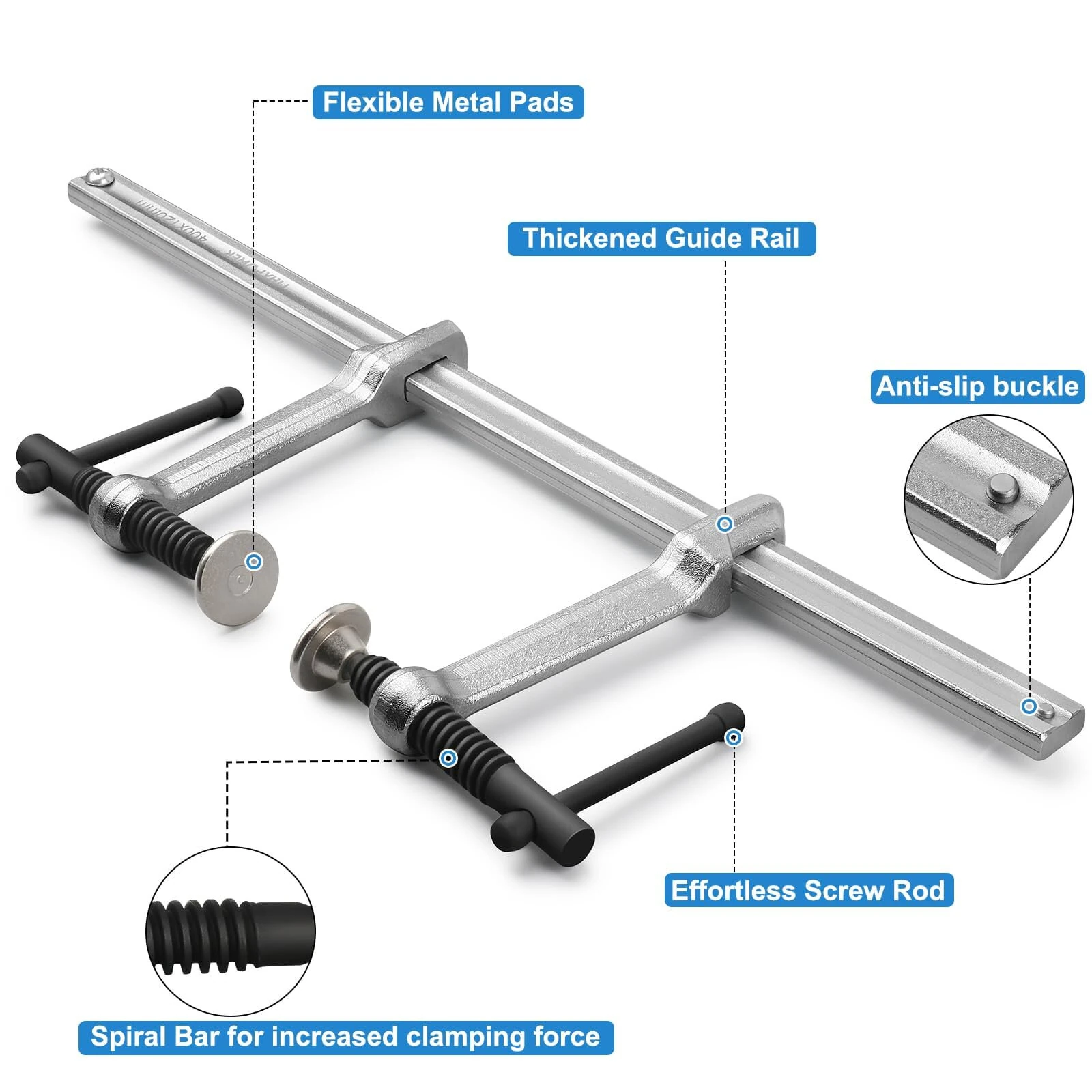 F Clamp 300x80mm 1200lb Heavy Duty | Double Force Welding Bar Clamp for Metalworking Woodworking - Image 4