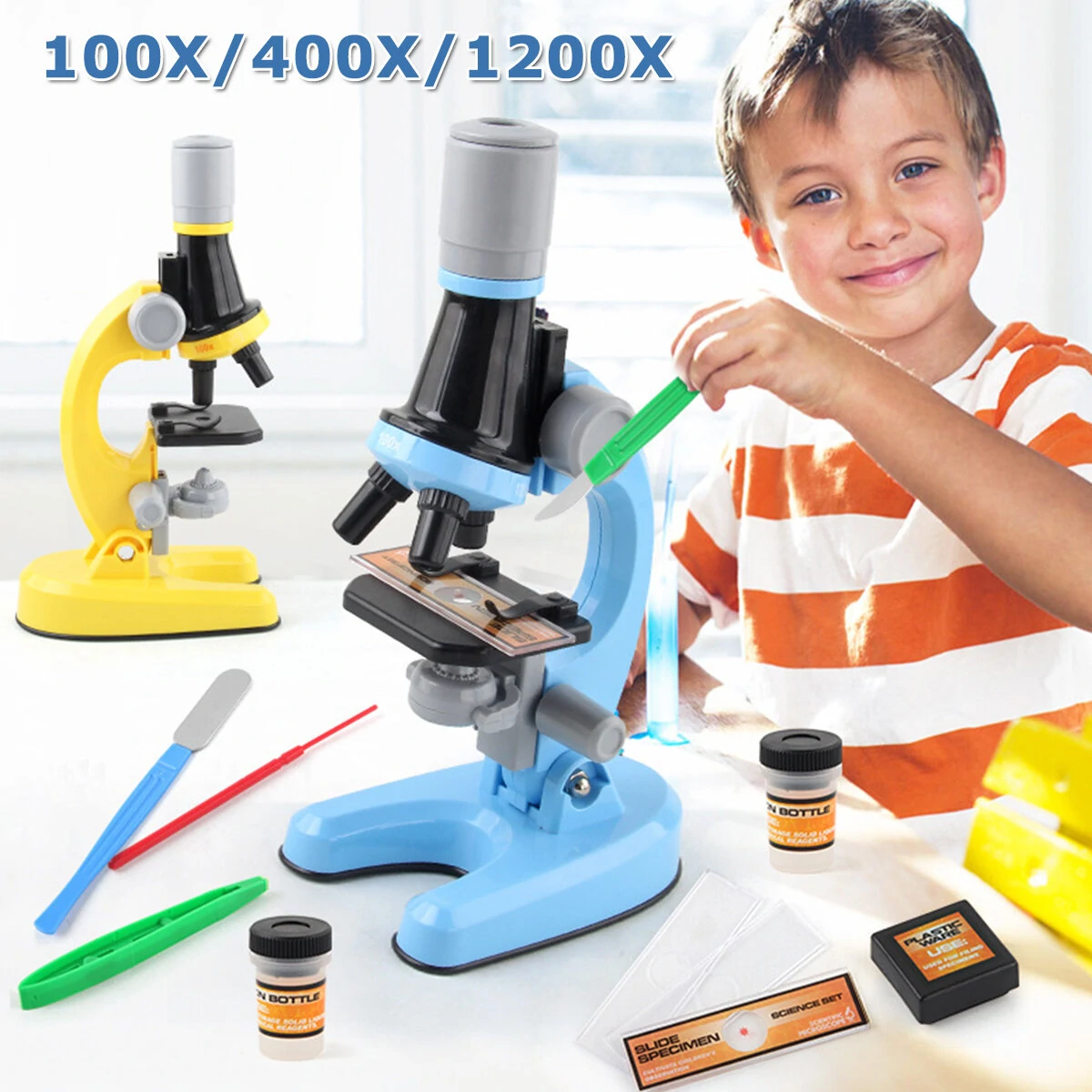 AmScope 100X-400X-1200X Kids Microscope | Biological Science Toy for Elementary School - Image 2