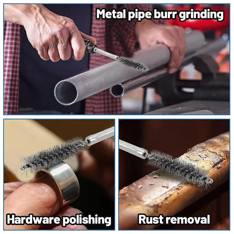 Stainless Steel Drill Brush - Hex Shank Rust Removal Tool | 6 Sizes - Image 5