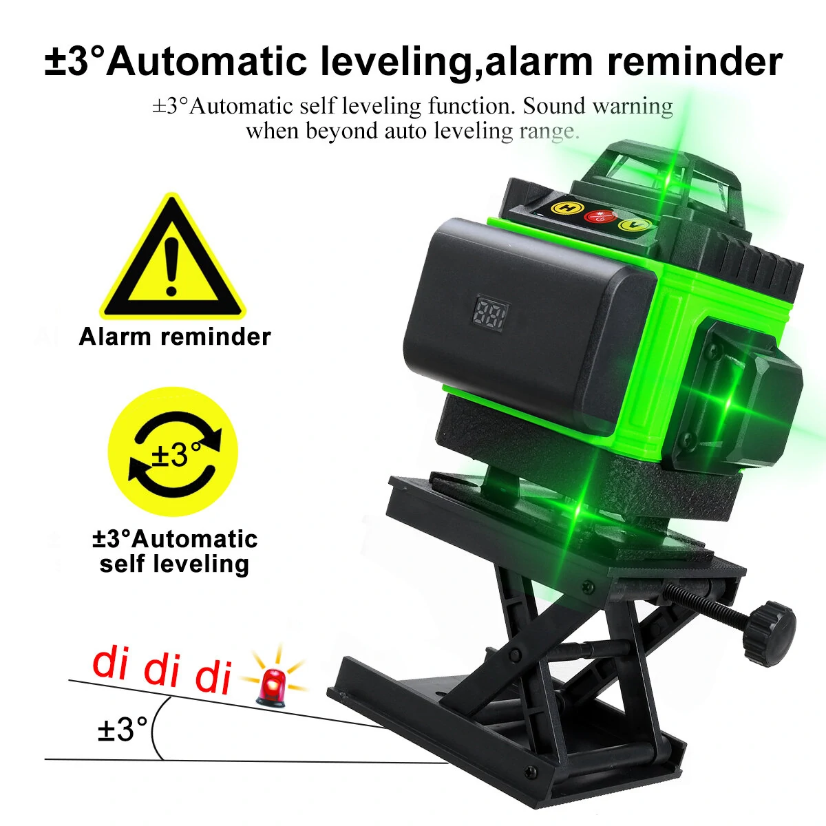 16 Lines 4D Laser Level - Green Self-Leveling Laser - Horizontal & 360° Vertical Cross - Image 5