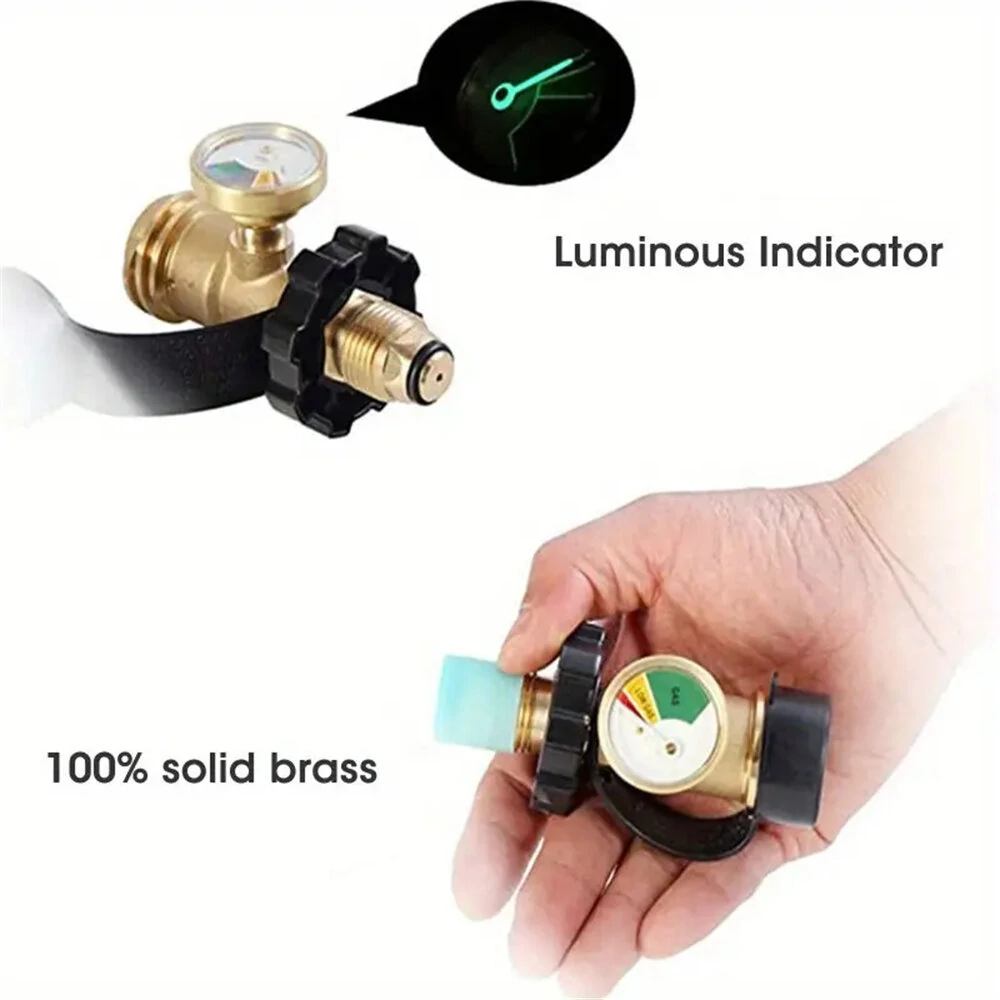 QCC to POL Gas Can Adapter with Pressure Gauge | American Standard Copper Fitting - Image 2