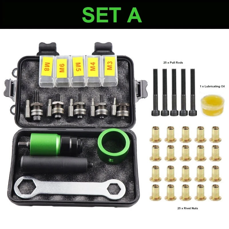 Rivet Nut Tool Kit - Manual Drill Adapter for M3-M10 - Portable with Hex Wrench - Image 5