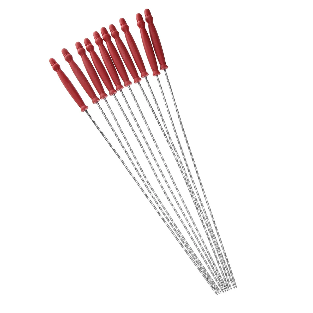 10Pcs BBQ Skewers Set - 16.5 Inch Metal Kebab Sticks for Grilling & Picnic - Image 2