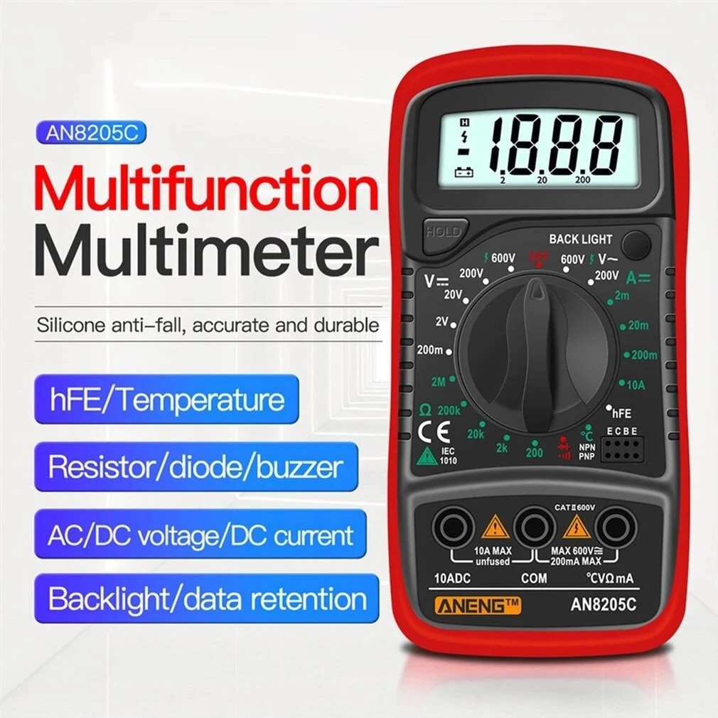 ANENG AN8205C Digital Multimeter - AC/DC Volt Ohm Tester with Thermocouple & Backlight - Image 2