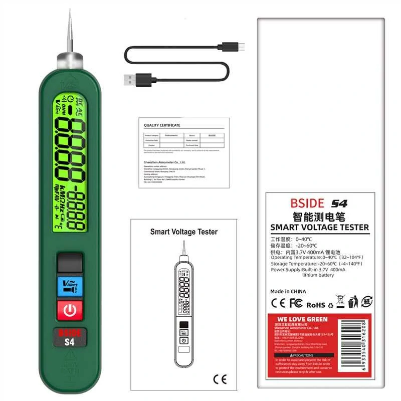 BSIDE S4 Voltage Tester | 12-300V Dual Display with Backlight & Flashlight - Image 3