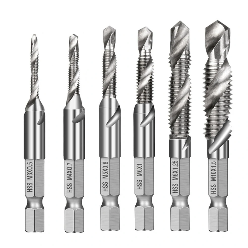 6Pcs 1/4 Inch HSS Drill Tap Bit Set | M3-M10 Hex Shank | Deburr Countersink - Image 4