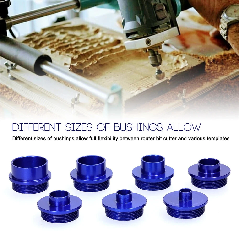 10PCS Router Template Guide Bushing Set - 8 Aluminum Bushings & 2 Lock Nuts | Woodworking - Image 4