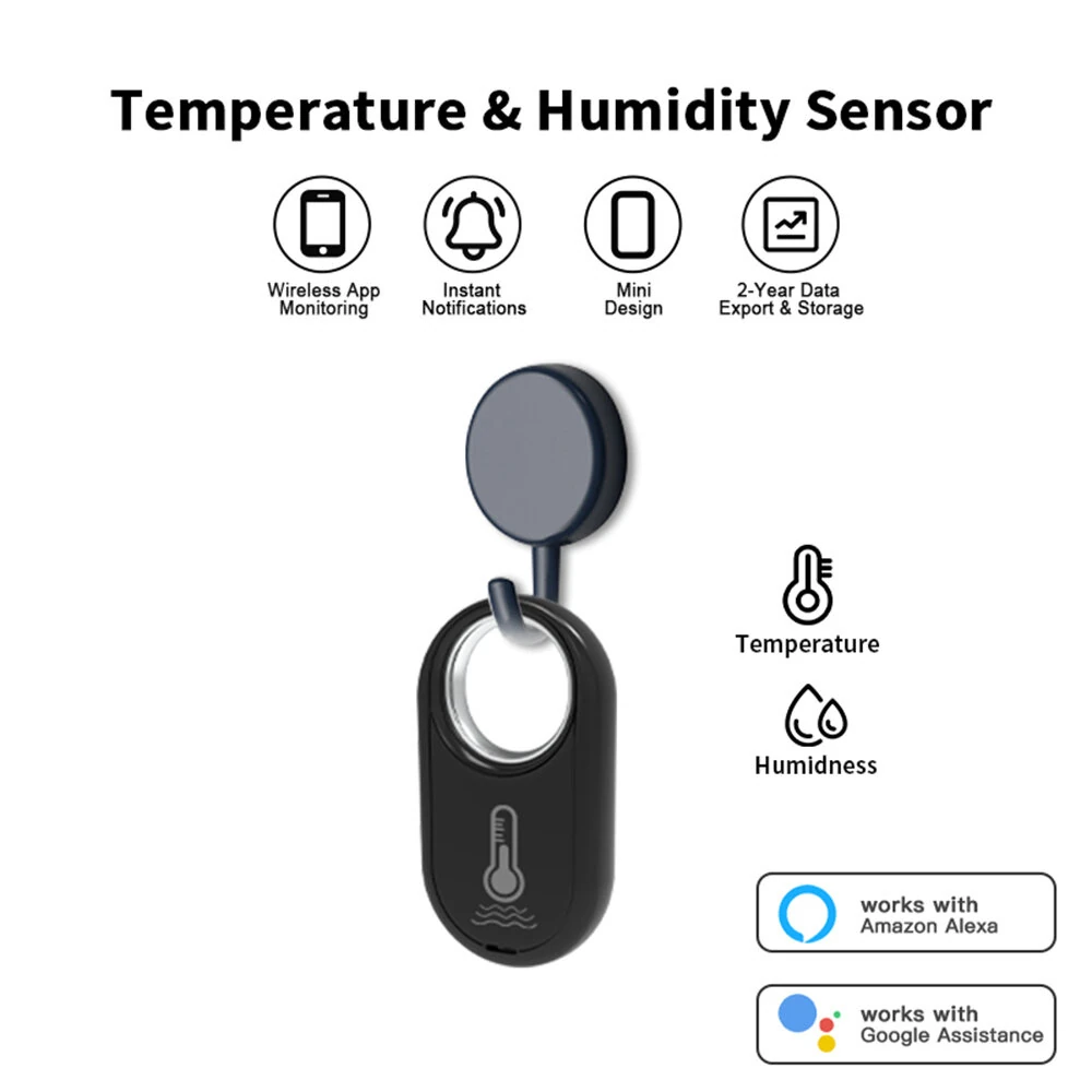 RSH Zigbee Hanging Temperature Humidity Sensor - Alexa & Google Home Voice Control - Black - Image 2