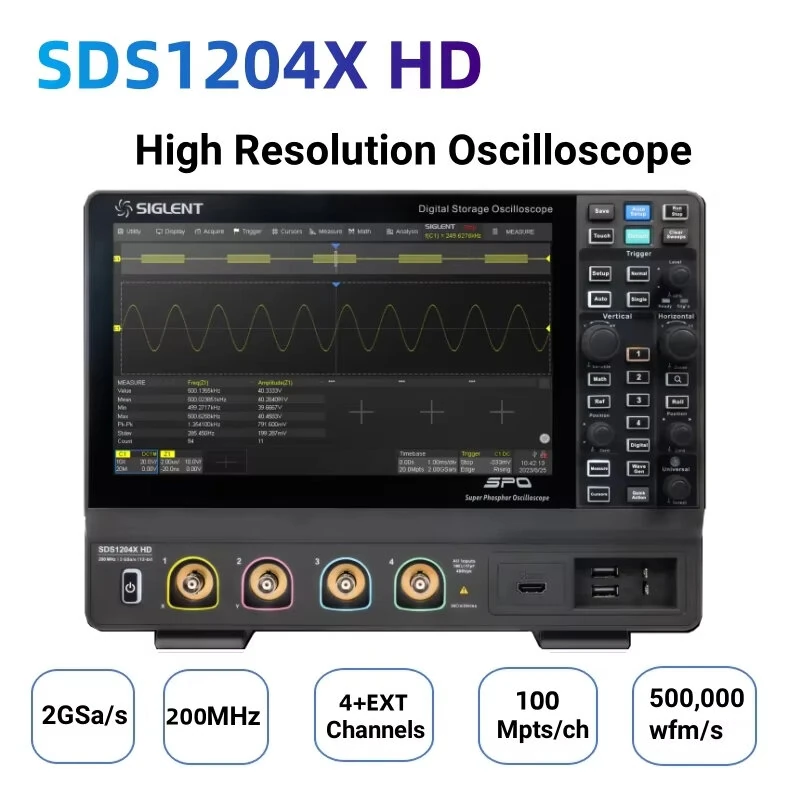 Siglent SDS1204X-HD Oscilloscope | 200MHz 4CH 12-bit | 2GSa/s Touch Screen - Image 2