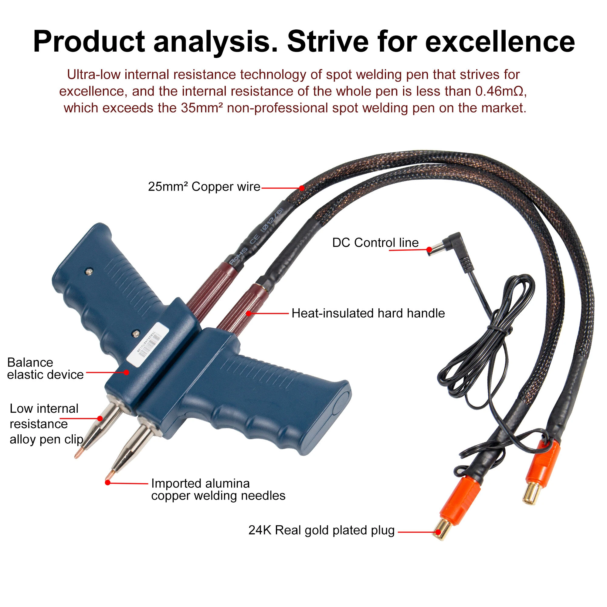 S-75B Spot Welding Pen | 58cm Length & 3mm Needle | 0.1-0.6mm Thickness - Image 2