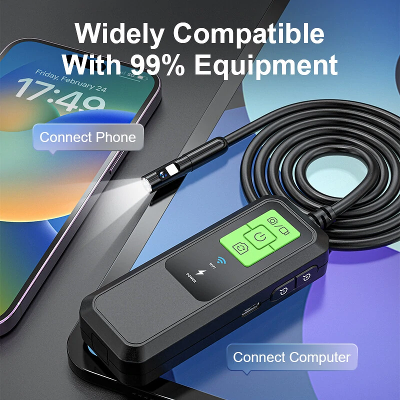 ANESOK 2K WiFi Endoscope Camera - Waterproof 8.0mm Dual Lens | 10M for Car & Android - Image 2