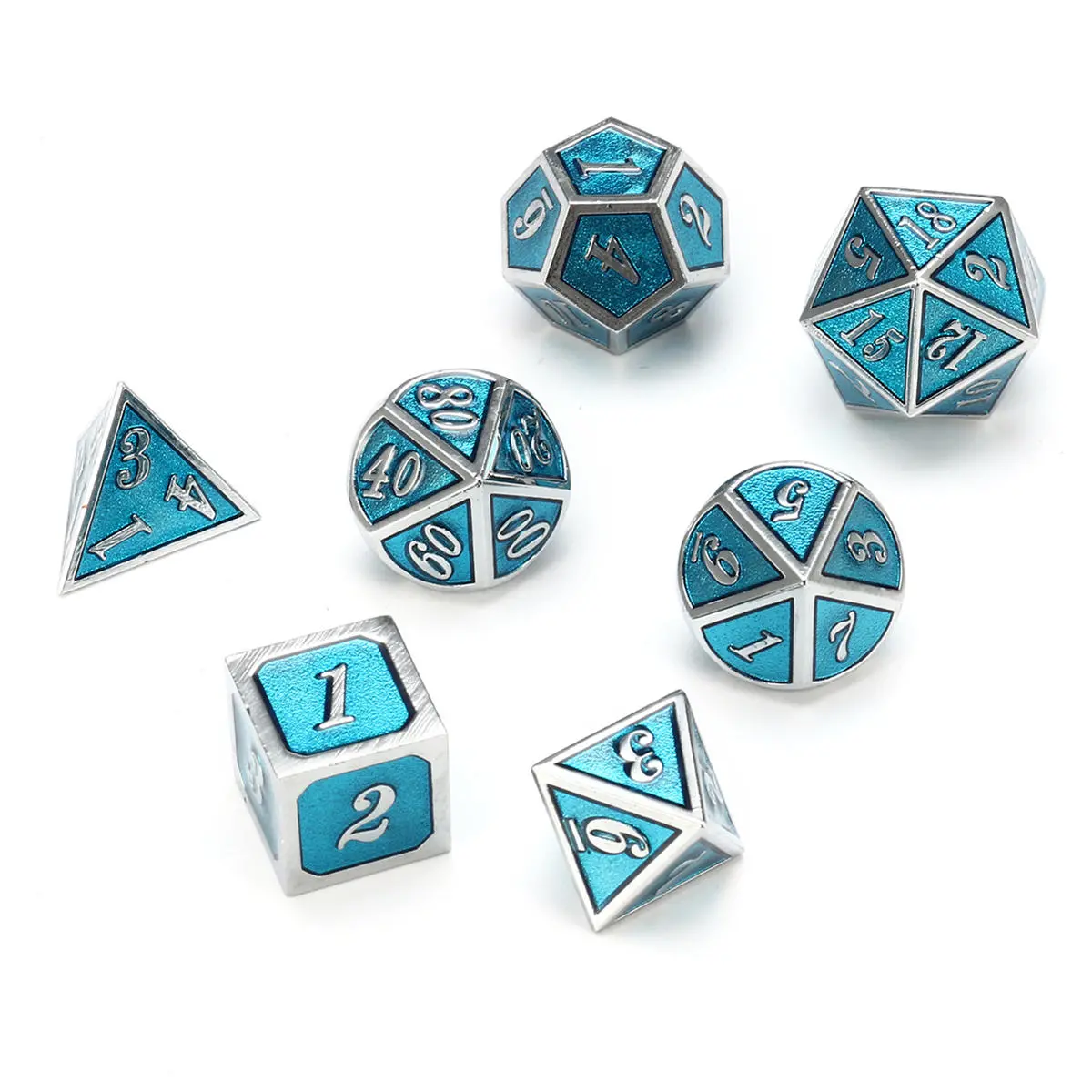7pcs Zinc Alloy Polyhedral Dice Set - Enamel Embossed Heavy Metal D&D Dice With Bag - Image 3
