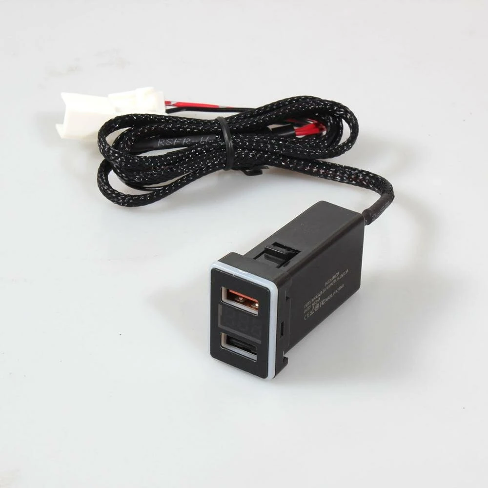 QC3.0 Quick Charge Car Charger | Dual USB Display Voltage & Amps | For Toyota - Image 2
