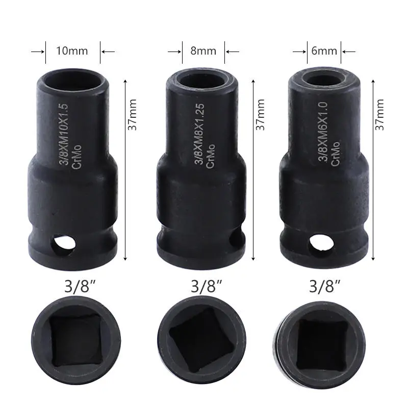 Socket Adapter 6mm 8mm 10mm - 3/8 Inch Square Driver for Hanger Bolts | Drill Attachment - Image 4