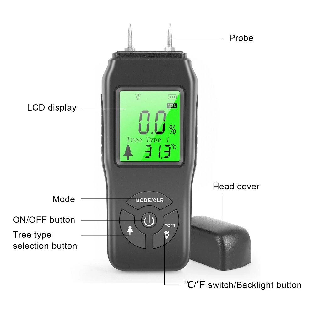LCD Digital Hygrometer - Wood Moisture Meter for Plywood | 0~70% RH - Image 5