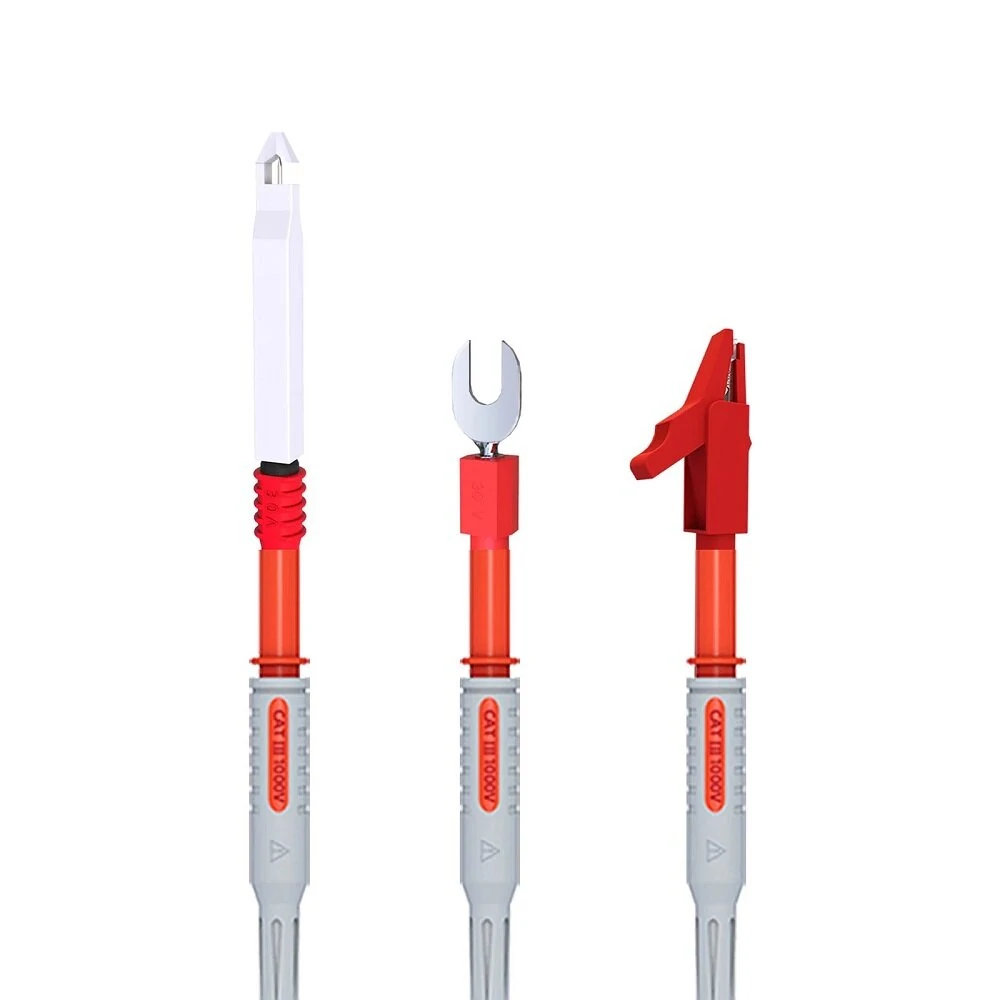 P1308D Silicone Multimeter Test Leads Kit - Gold-Plated Sharp Probes & Alligator Clips - Image 5
