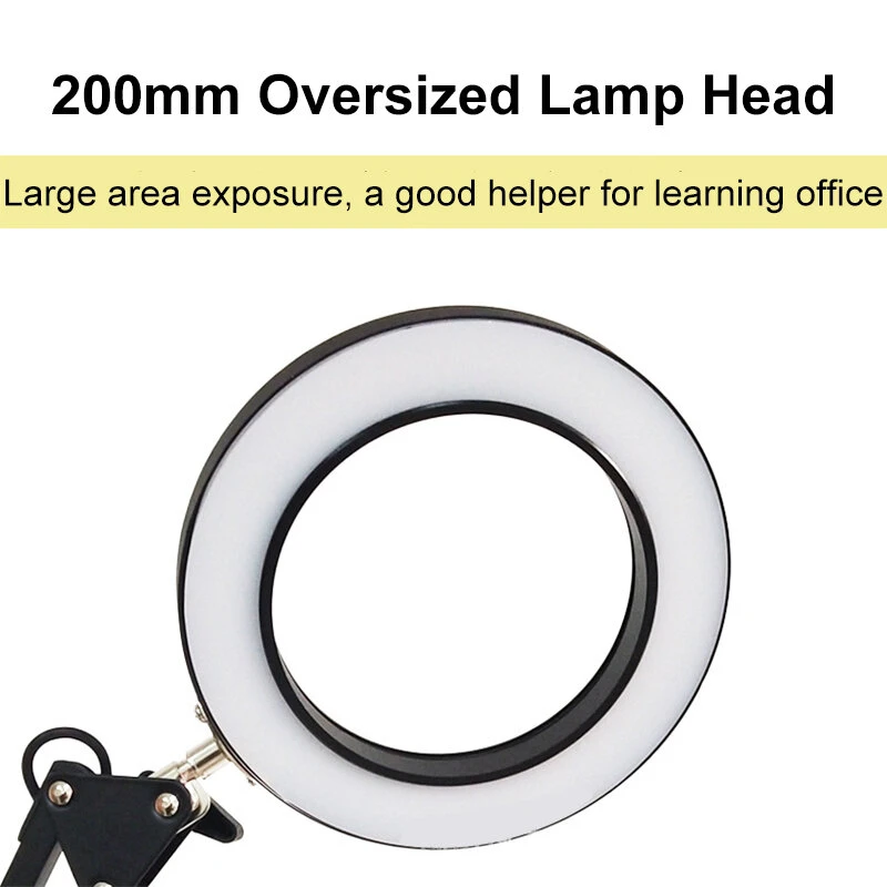 8X Magnifier LED Floor Lamp - Long Arm Folding Design with 6 Ring & USB - Image 5