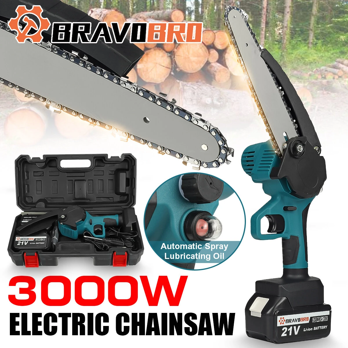 Bravobro Cordless 8-Inch Electric Chainsaw - For Makita 18V Battery | Garden Saw - Image 2