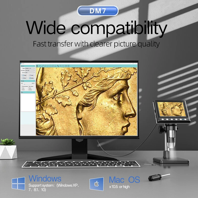 DM7 Digital Microscope - 4.3 Inch Screen | 50X-1000X Magnification & 1080P - Image 4